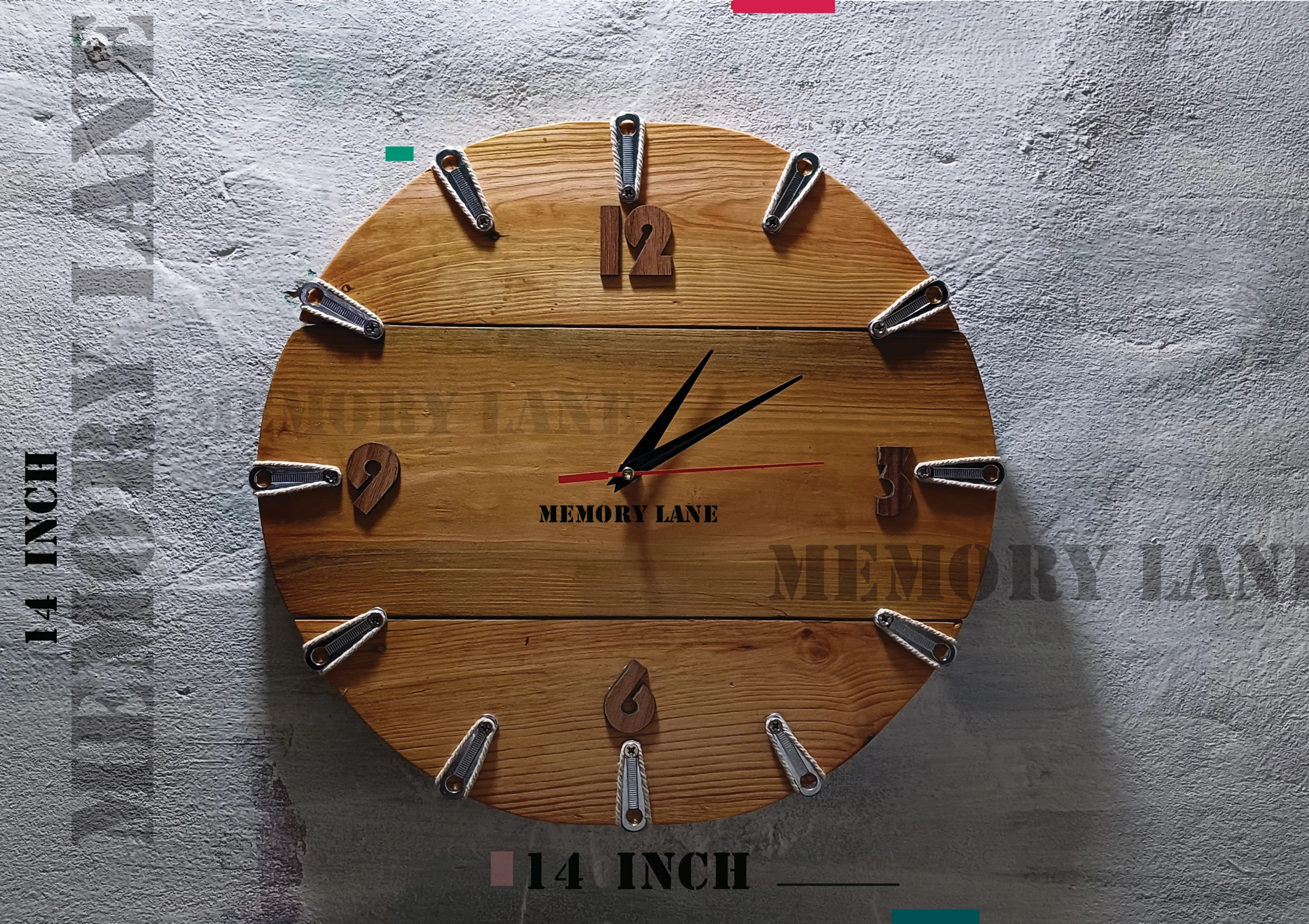 pine wood wall clock